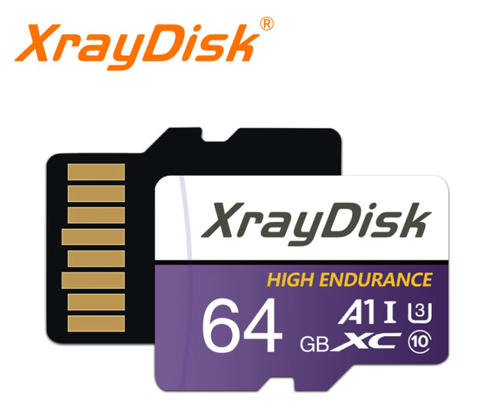 Карта памяти MicroSD Xraydisk 64Gb U3 A1 class 10 + SD адаптер - изображение 2
