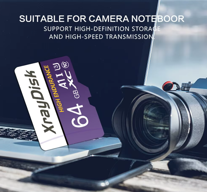 Карта памяти MicroSD Xraydisk 64Gb U3 A1 class 10 + SD адаптер - изображение 6