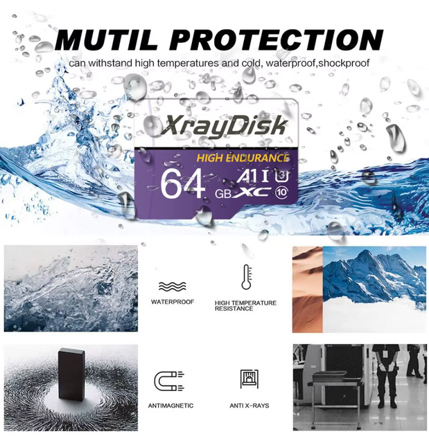 Карта памяти MicroSD Xraydisk 64Gb U3 A1 class 10 + SD адаптер - изображение 7