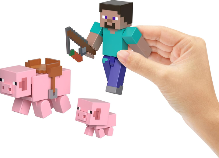 Фігурки Mattel Minecraft Deluxe Steve & Pigs HTL88 (0194735193820) - зображення 3
