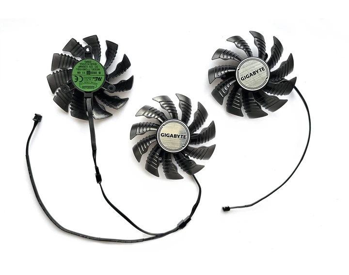Вентилятор кулер для видеокарты Gigabyte RTX 3060 Ti 3070 Ti Gaming (orgnl) Everflow 83 мм T128015SU (GA92S2U T129215SU PLA09215S12H) комплект 3шт (№409) - изображение 3