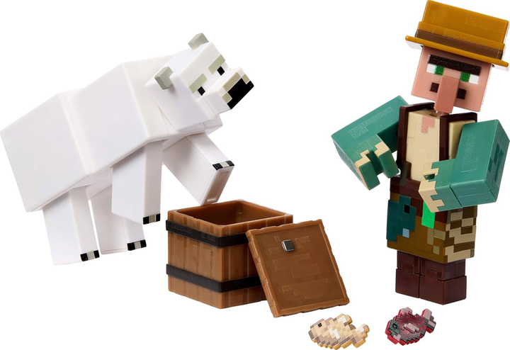 Фігурки Mattel Minecraft Deluxe Fisherman & Polar Bear JCN49 (0194735273423) - зображення 5