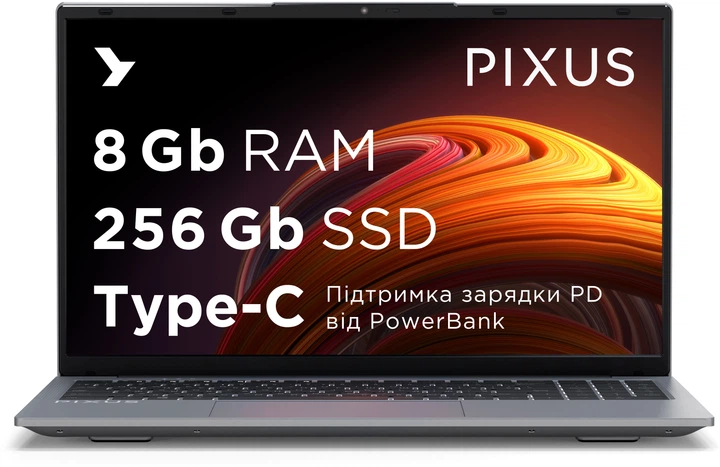 Ноутбук Pixus Link Grey / Intel Processor N100 / RAM 8 ГБ / SSD