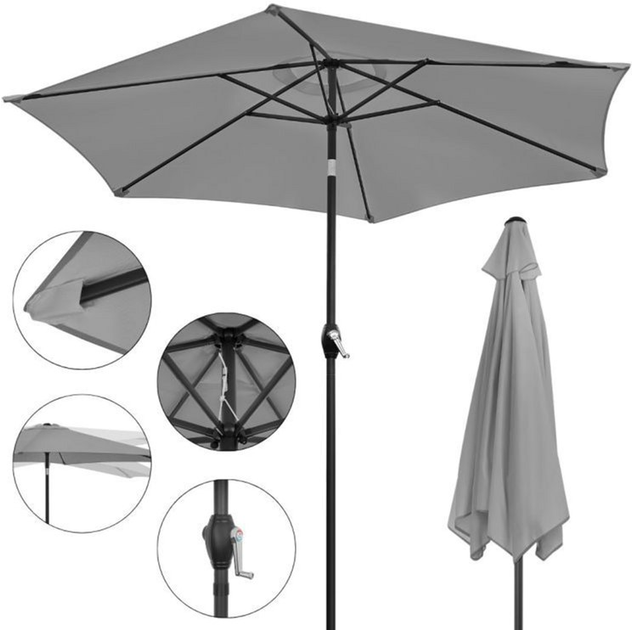 Parasol ogrodowy ModernHome by Multistore Capri 210 cm Grey (5904265078109) - obraz 8