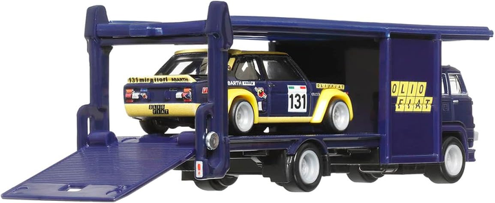 Pojazd Mattel Hot Wheels Premium Car Culture Team Transport Fiat 131 Abarth & Second Story Lorry #62 1:64 HRV43 (0194735186280) - obraz 4