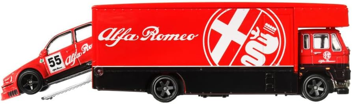 Машинка Mattel Hot Wheels Premium Car Culture Team Transport Alfa Romeo 155 V6 Ti & Fleet Flyer #53 1:64 HKF42 (0194735102273) - зображення 4
