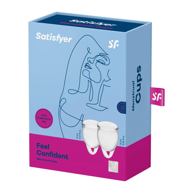 Набір менструальних чаш Satisfyer Feel Confident (Transparent), 15мл та 20мл, мішечок для зберігання - зображення 4