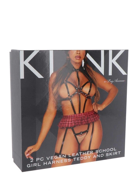 BDSM-костюм ученицы Leg Avenue Harness teddy & skirt S Black, портупея, мини-юбка, экокожа - Фото 5 BDSM-костюм ученицы Leg Avenue Harness teddy & skirt S Black, портупея, мини-юбка, экокожа - изображение 5