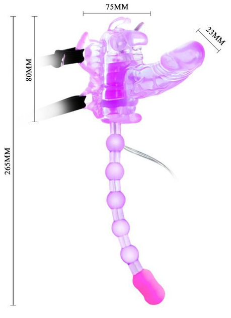 Клиторальный вибратор с хвостом для анальной стимуляции Baile Strap-on Butterfly цвет фиолетовый (00293017000000000) - изображение 3