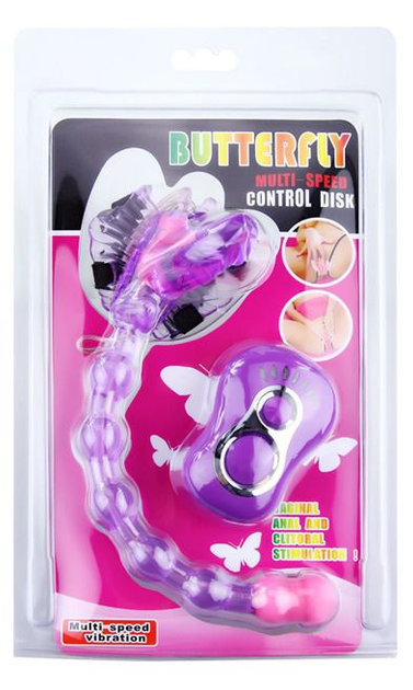 Клиторальный вибратор с хвостом для анальной стимуляции Baile Strap-on Butterfly цвет фиолетовый (00293017000000000) - изображение 7