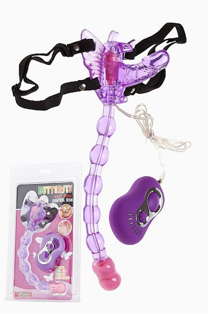 Клиторальный вибратор с хвостом для анальной стимуляции Baile Strap-on Butterfly цвет фиолетовый (00293017000000000) - изображение 8