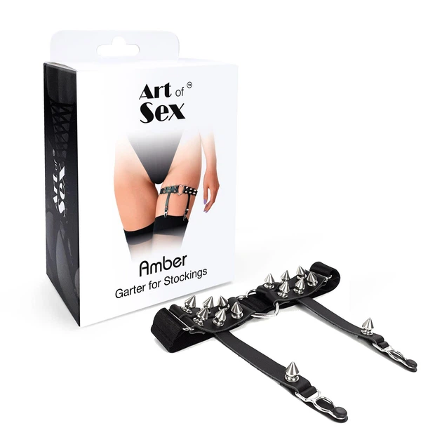 Гартер на ногу сердце с шипами из натуральной кожи Art of Sex Amber (1 шт.) - изображение 3