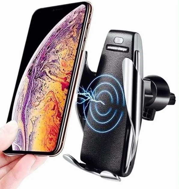 Держатель телефона SMART SENSOR S5 с беспроводной зарядкой чёрный - изображение 5