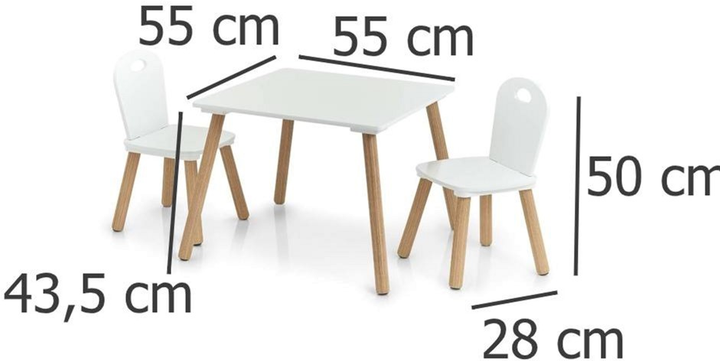 Zestaw mebli dla dzieci Zeller stół i dwa krzesła (40274) (4003368135014) - obraz 3