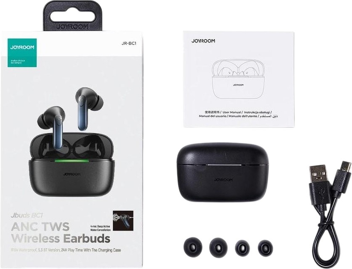 Słuchawki JOYROOM Jbuds JR-BC1 Black (6956116783112) - obraz 3