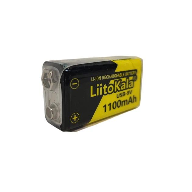 Акумулятор крона літієвий LiitoKala USB-9V (6F22) 1100mAh 9V Li-Ion Перезаряджається від Type-C Yellow - зображення 10