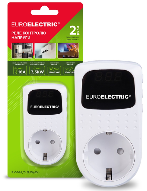 Реле напруги Euroelectric 16А 3.5 кВт 150V-210V 230V-280V (RV-16A/3,5kW(AV)) - зображення 2