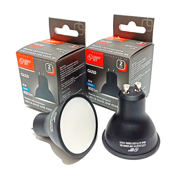 Лампа LED LS GU10 10W 3000K BK Light Set теплый свет 220V MRG 10Вт Ø50х55мм 800Lm светодиодная черная - изображение 2