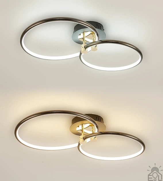 Світлодіодна люстра Esllse LUNE 48W 2R APP BLACK/GOLD/WHITE LED 600х350х110мм керована з пультом і додатком для смартфону - Фото 2 Світлодіодна люстра Esllse LUNE 48W 2R APP BLACK/GOLD/WHITE LED 600х350х110мм керована з пультом і додатком для смартфону - зображення 2