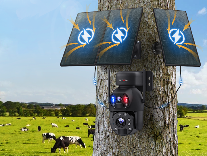 Уличная автономная 4G 20х камера Sectec ST-598-6M-4G-30W с сим-картой и солнечной панелью чёрная - изображение 2
