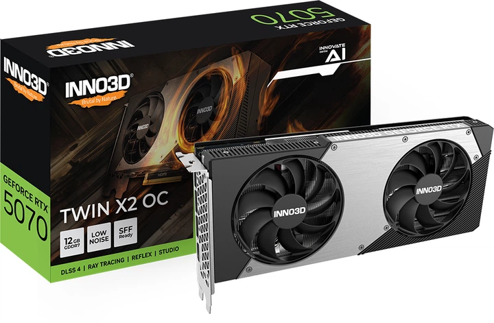 Відеокарта INNO3D PCI-Ex GeForce RTX 5070 TWIN X2 OC 12GB GDDR7 (192bit) (2542/28000) (HDMI, 3 x DisplayPort) (N50702-12D7X-195064N) - зображення 3