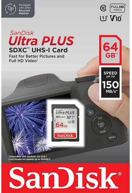 Карта пам'яті SanDisk Ultra PLUS SDXC 64GB V10 UHS-I (0619659201128) - зображення 4