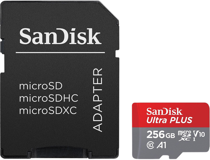 Karta pamięci SanDisk Ultra PLUS microSDXC 256GB V10 UHS-I + SD Adapter (0619659200732) - obraz 3