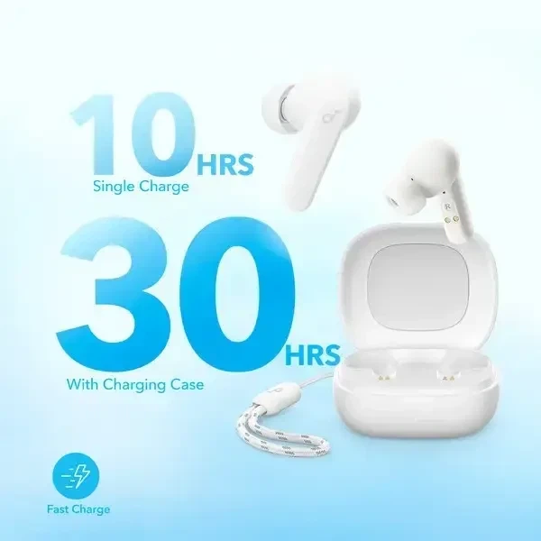 Бездротові навушники Anker Soundcore P20i, Bluetooth 5.3, IPX5, White, 10 міліметрові динаміки, 30 годин - Фото 4 Бездротові навушники Anker Soundcore P20i, Bluetooth 5.3, IPX5, White, 10 міліметрові динаміки, 30 годин - зображення 4