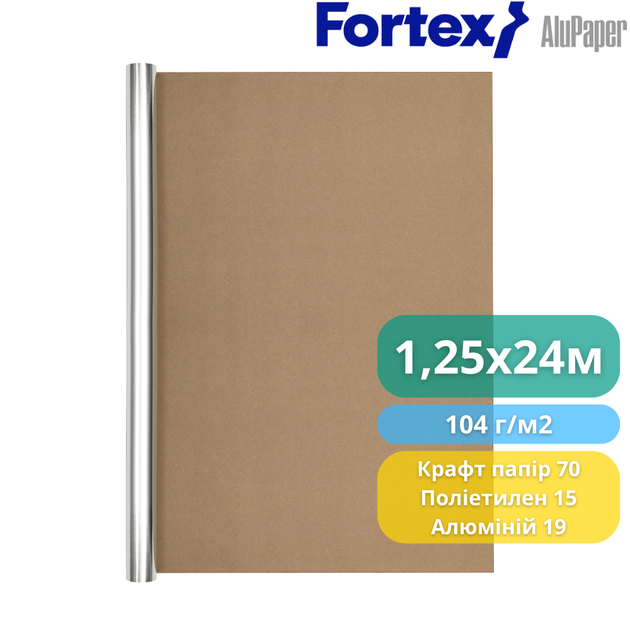 Пароизоляционная теплоотражающая пленка Fortex AluPaper 1,25х24 м, 30 м2, 104 г/м2 - изображение 5