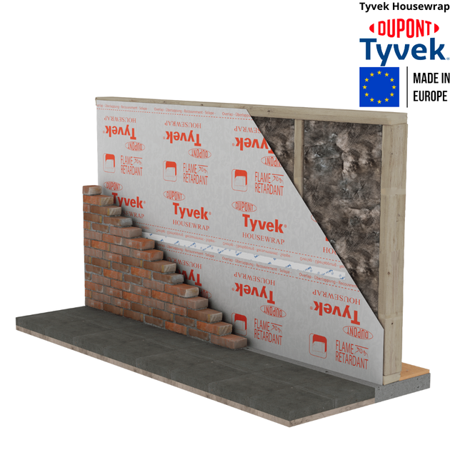 Вітроізоляційна мембрана Tyvek Housewrap 3 x 50 м, 150 м2, 60 г/м2 - зображення 3