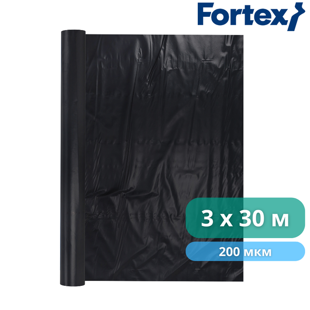 Пленка полиэтиленовая Fortex 3x30 м, 90 м2, 200 мкм, черная - изображение 3