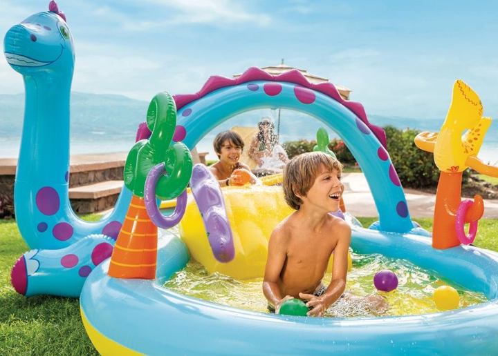 Водяний надувний ігровий центр Intex Dinoland з надувною гіркою 57135 333 x 229 x 112 см (6941057402505) - зображення 8