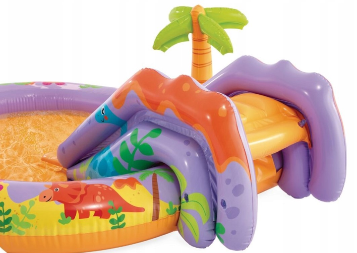 Wodny plac zabaw Intex Dino Park z dmuchaną zjeżdżalnią 56139 201 x 157 x 69 cm (6941057428628) - obraz 4