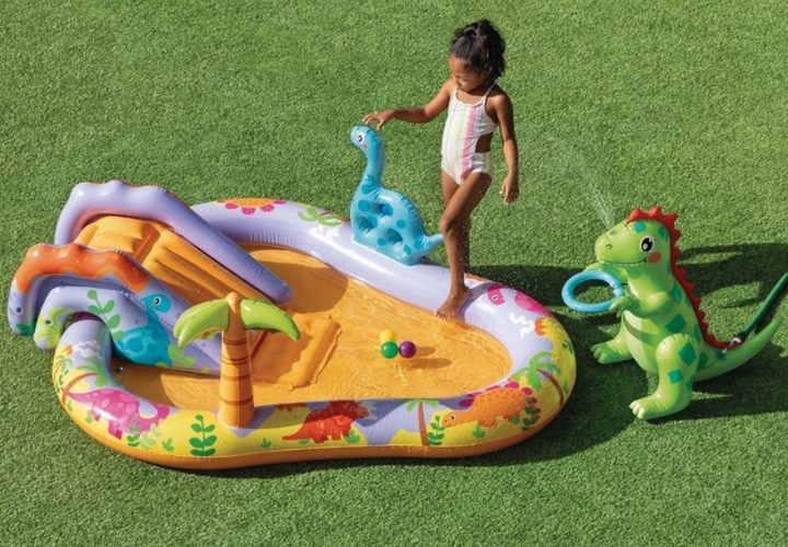 Wodny plac zabaw Intex Dino Park z dmuchaną zjeżdżalnią 56139 201 x 157 x 69 cm (6941057428628) - obraz 13