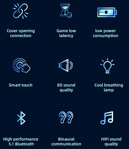 Беспроводные сенсорные Bluetooth-наушники AIR pro 60 TWS fone Черные - изображение 2