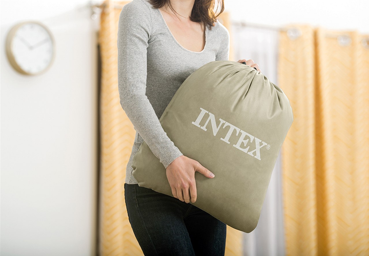 Надувне ліжко-матрац велюр Intex 66810 з бортиками ручний насос 107 x 168 x 25 см Green (6941057468105)   - зображення 5