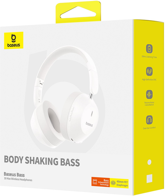 Słuchawki Baseus Bass 30 Max White (6932172657819) - obraz 7