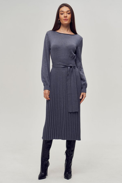Сукня (темно-сіра сукня міді з плісованим низом) Gepur 43469 4XL-6XL Сіра - зображення 3