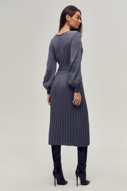 Сукня (темно-сіра сукня міді з плісованим низом) Gepur 43469 4XL-6XL Сіра - зображення 5
