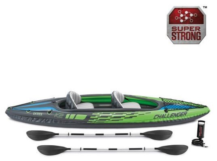 Каяк надувний двомісний Intex Challenger K2 351 x 76 x 38 см 68306 Зелений (6941057463063) - зображення 11