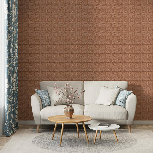3D панель самоклеящаяся StickerWall под кирпич 770х700х3 мм коричневая - изображение 8