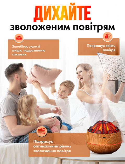 Зволожувач повітря ультразвуковий нічник usb для дому з led підсвічуванням портативний Вулкан 300 мл зволожувачі (V-300) - Фото 4 Зволожувач повітря ультразвуковий нічник usb для дому з led підсвічуванням портативний Вулкан 300 мл зволожувачі (V-300) - зображення 4