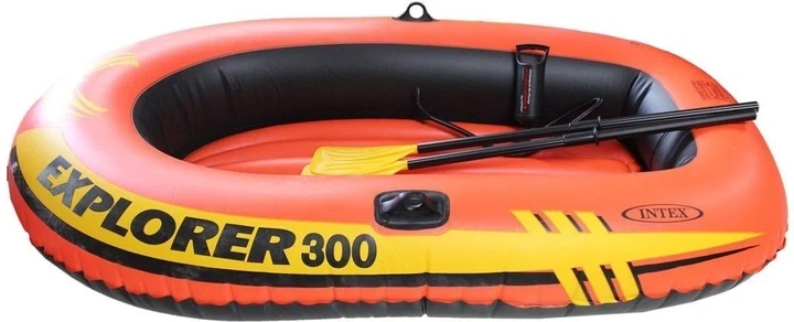 Надувная трехместная лодка с веслами и насосом Intex 58332 Explorer 211x117x41 см Оранжевый - изображение 2