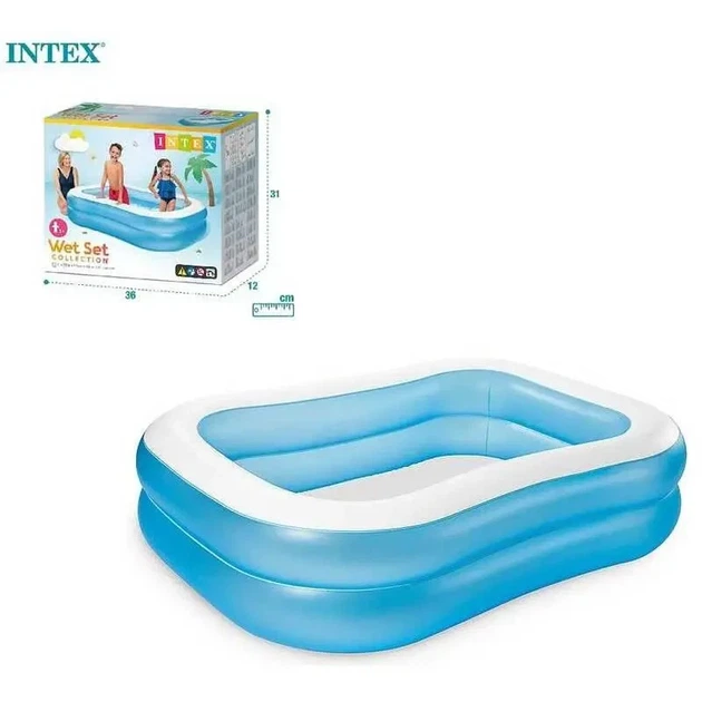 Надувной семейный бассейн прямоугольный Intex 57180 203х152х48 см на 540 л Голубой - изображение 4