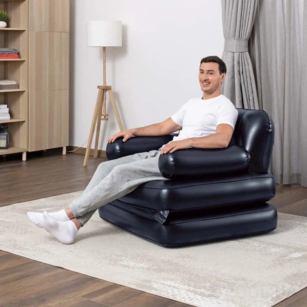 Односпальное надувное кресло-трансформер 5 в 1 191 x 97 x 64 см Bestway 75114 Черный - изображение 5