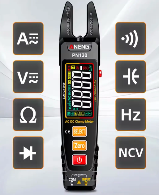 Токоизмерительные клещи / мультиметр цифровой ANENG PN130, True RMS, AC/DC 100А/600V - изображение 3