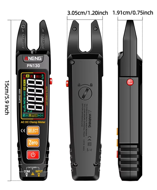 Токоизмерительные клещи / мультиметр цифровой ANENG PN130, True RMS, AC/DC 100А/600V - изображение 9