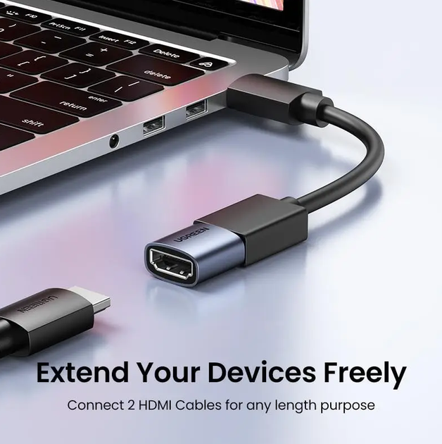 Соеденитель HDMI 2.1 Ugreen HD159 F/F UltraHD 8K@60Hz, 4K@120Hz Grey (90592) - изображение 5