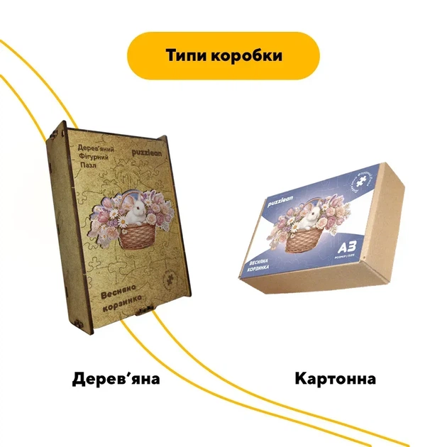 Дерев'яний фігурний пазл Весняна Корзинка, А1, Дерев'яна коробка 500+ елементів - изображение 4