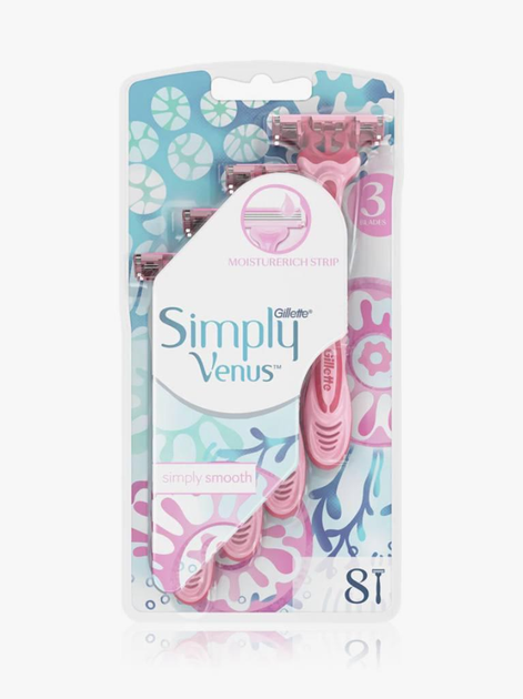 Одноразові станки для гоління Gillette Simply Venus 3 рожеві (8 шт.) - зображення 1